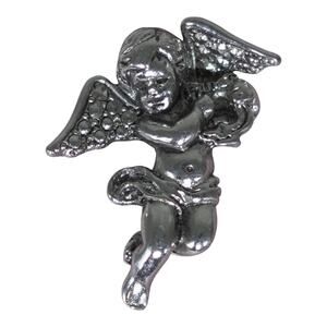 Avon Cherub Scatter Pin Silver Tone Pinback Button Brooch Angelcore Holiday EUC